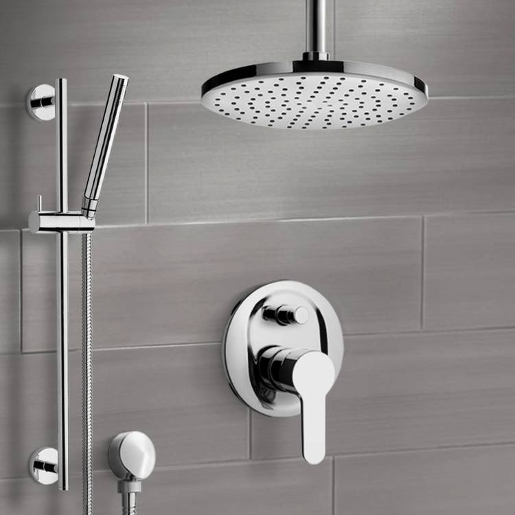 Remer SFR50-8 Chrome Shower Set with 8 Inch Rain Ceiling Shower Head and Hand Shower